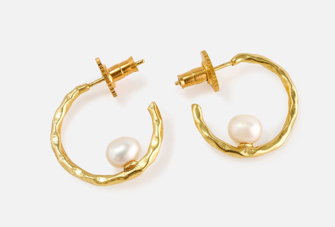 ELNALINE Earrings Molten Pearl Mini Hoops 2 pcs ELNALINE Earrings Molten Pearl Mini Hoops