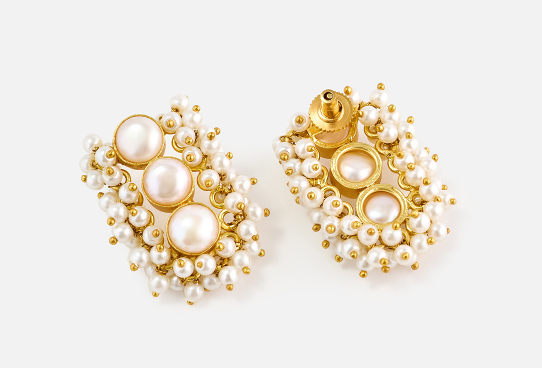 ELNALINE Earrings Pearl Trio Studs 2 pcs ELNALINE Earrings Pearl Trio Studs