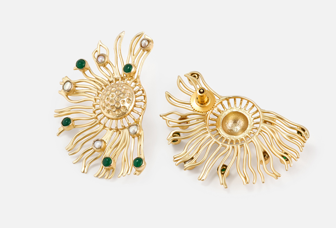 ELNALINE Earrings Pearl Sunburst Earrings 1 pairs ELNALINE Earrings Pearl Sunburst Earrings
