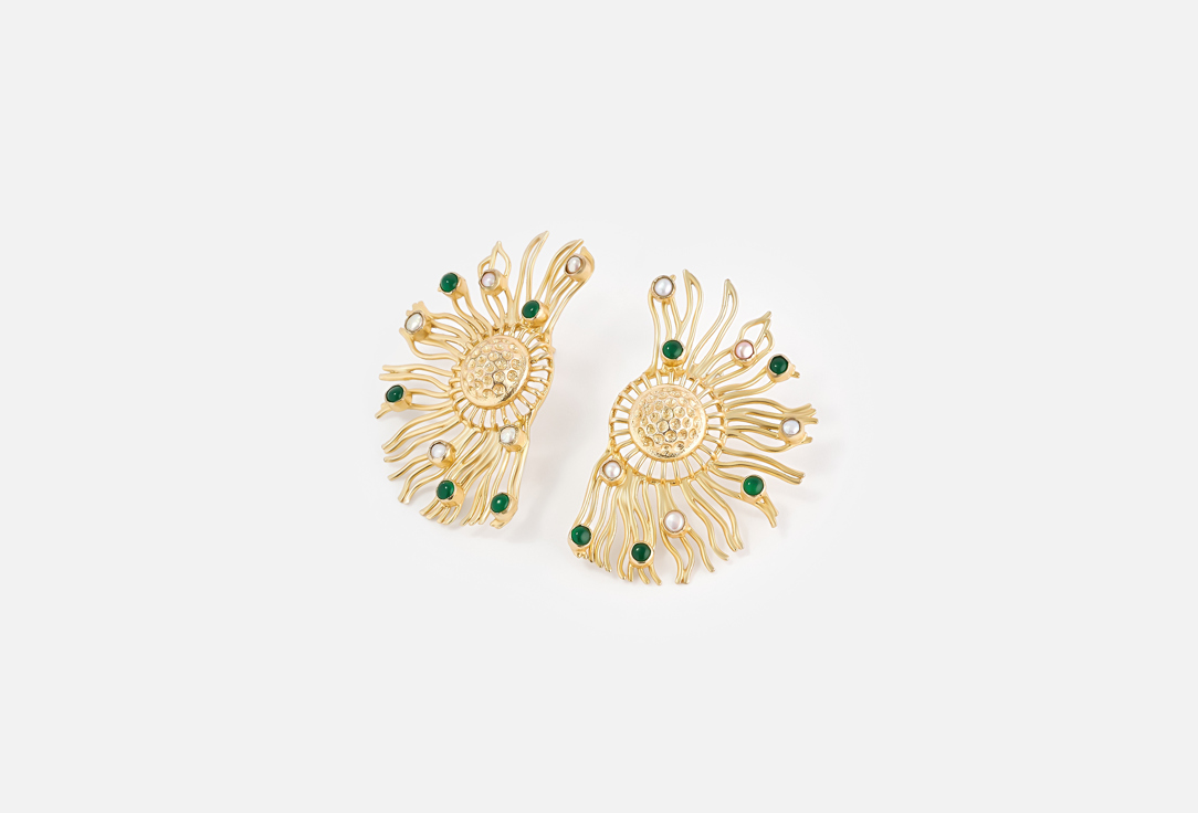 ELNALINE Earrings Pearl Sunburst Earrings 1 pairs ELNALINE Earrings Pearl Sunburst Earrings