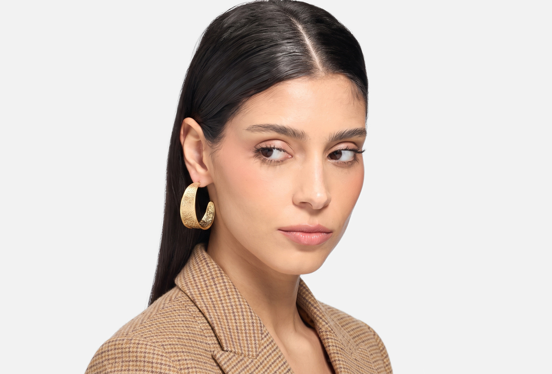 ELNALINE Earrings Crinkled Hoop Earrings 1 pairs ELNALINE Earrings Crinkled Hoop Earrings