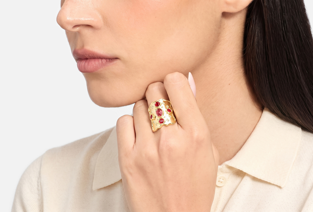 ELNALINE ring Gemstone Shield Ring