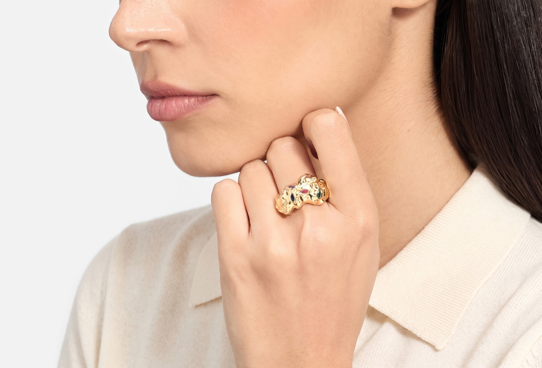 ELNALINE кольцо Molten Mixed Stone Ring