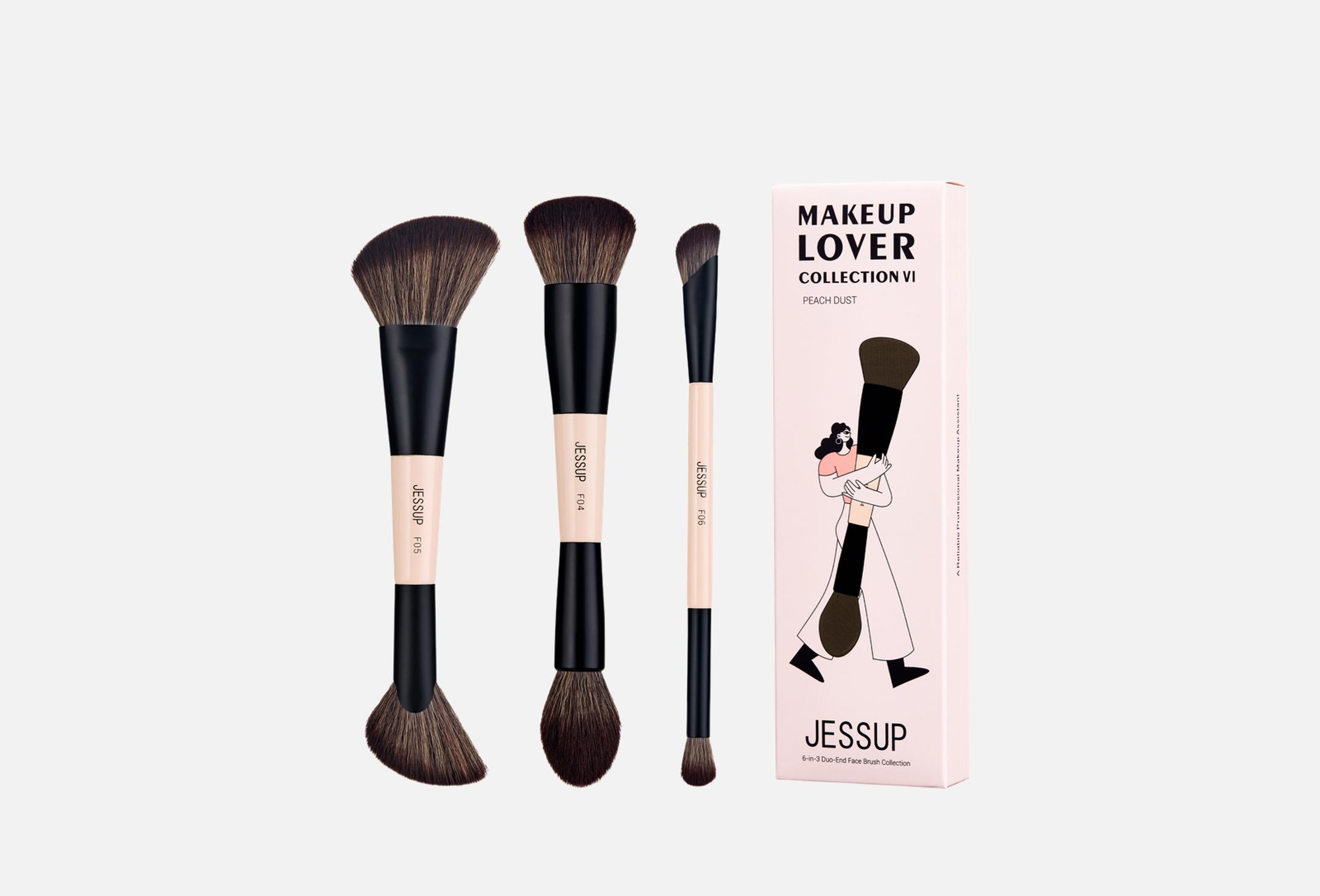 6-in-3 Duo-End Face Brush Collection  3 Peach dust