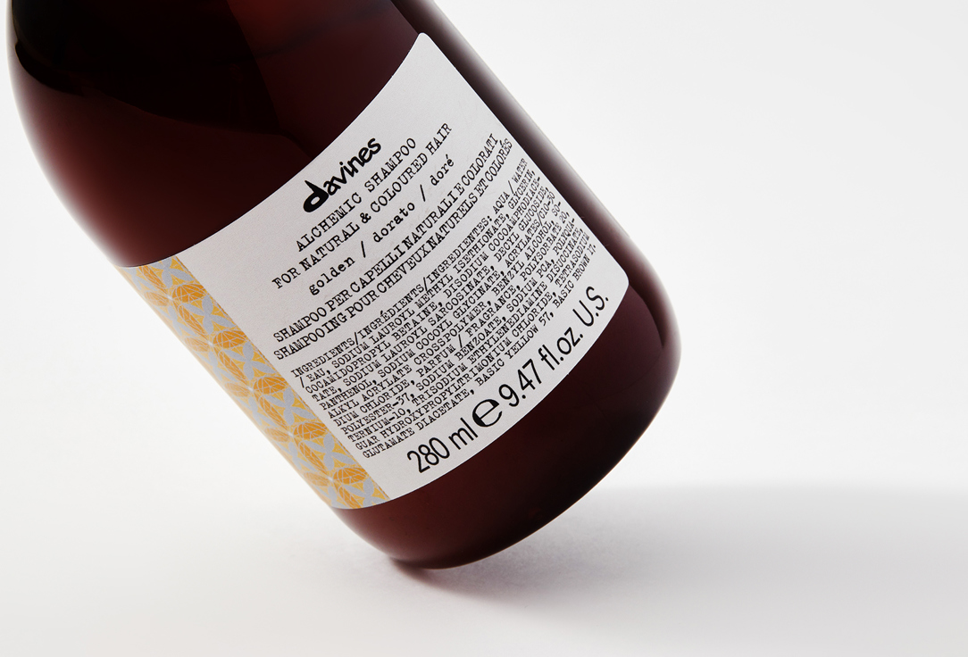 Davines Color-enhancing golden hair shampoo ALCHEMIC SHAMPOO for natural and coloured hair (Golden)