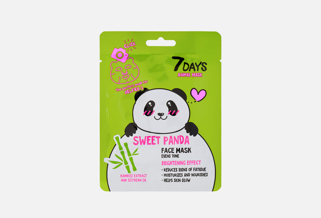 7DAYS Toning Up Face Sheet Mask SWEET PANDA 1 pcs 7DAYS Toning Up Face Sheet Mask SWEET PANDA