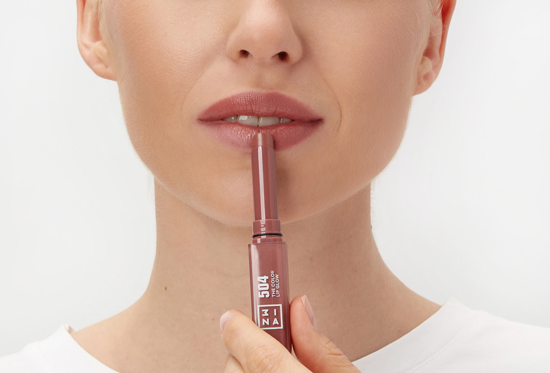 3INA Glowy, Moisturizing lipstick The Color Lip Glow 504, Medium nude taupe 1.6 g 3INA Glowy, Moisturizing lipstick The Color Lip Glow